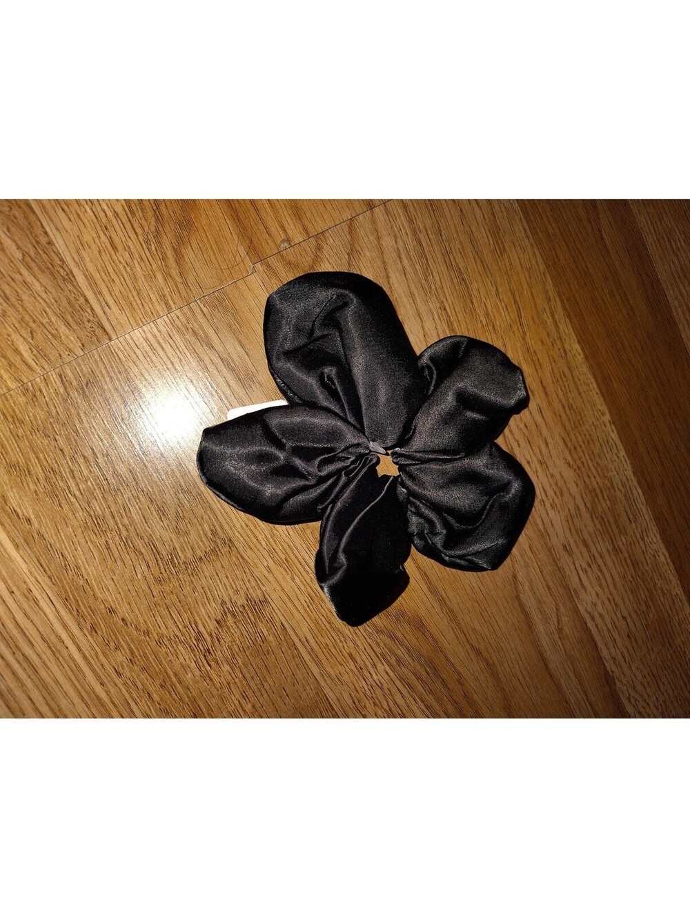 Claire's Black Satin Flower Scrunchie
